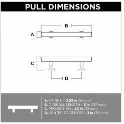 Brainerd Bar Drawer Bar Pull Bras 3-In Brushed Center To Center Rectangular Square 16 Brainerd Bar Drawer Bar Pull Bras 3-In Brushed Center To Center Rectangular Square -Schlage Trade 12177357