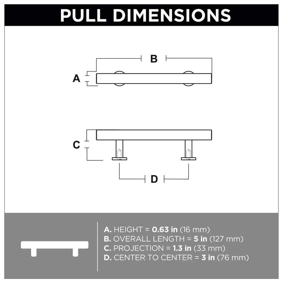 Brainerd Bar Drawer Bar Pull Bras 3-In Brushed Center To Center Rectangular Square 8 Brainerd Bar Drawer Bar Pull Bras 3-In Brushed Center To Center Rectangular Square - Image 6