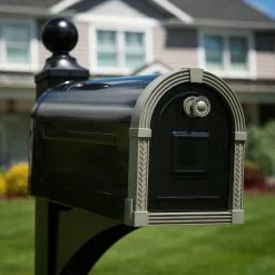 Mailbox Post Mount Nickel Metal Large Brunswick Gibraltar Black/Brushed 12 Mailbox Post Mount Nickel Metal Large Brunswick Gibraltar Black/Brushed -Schlage Trade 12492977 scaled