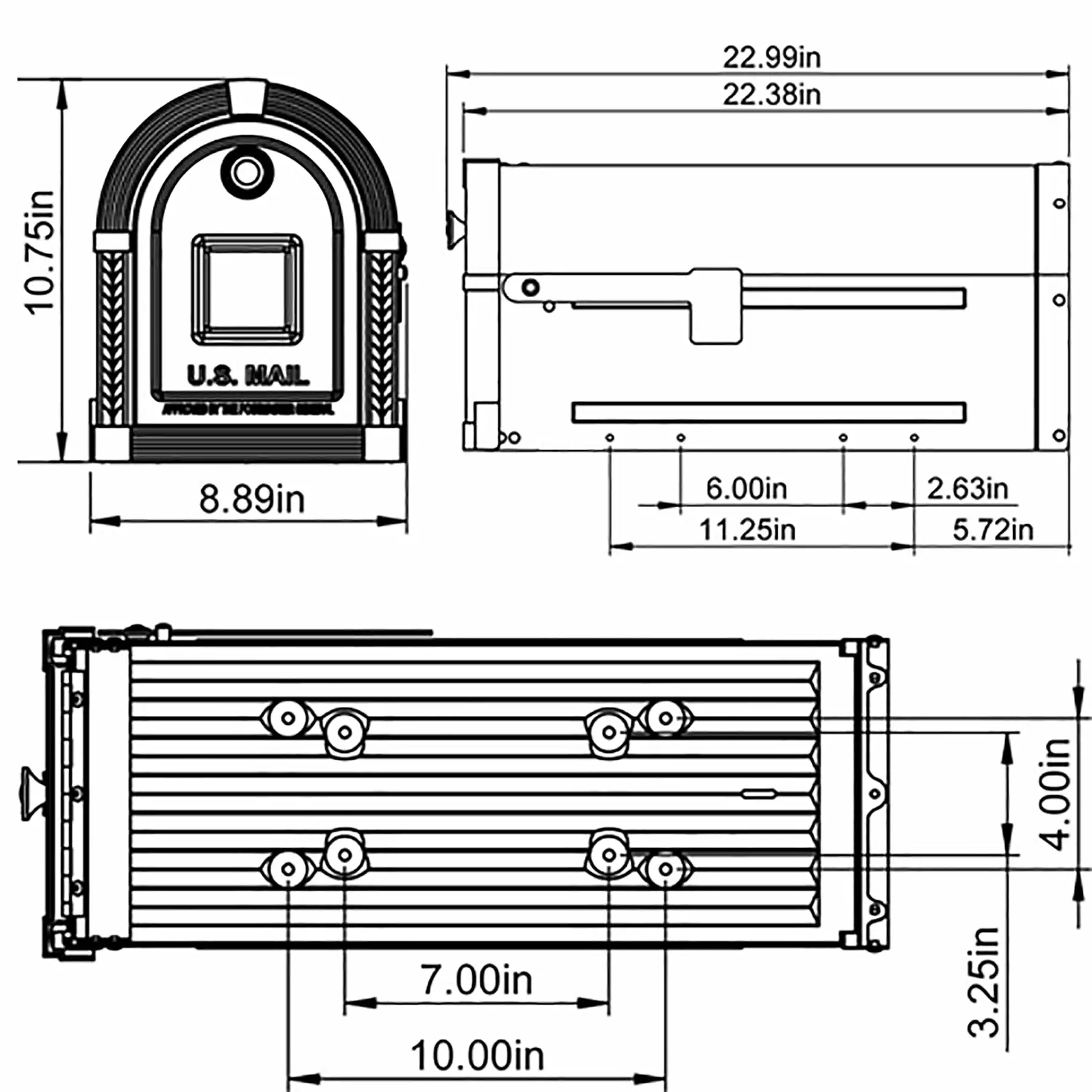 Mailbox Post Mount Nickel Metal Large Brunswick Gibraltar Black/Brushed 9 Mailbox Post Mount Nickel Metal Large Brunswick Gibraltar Black/Brushed - Image 7