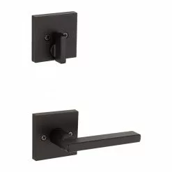 Halifax San Clemente Matte Door Kwikset Smartkey Deadbolt Handleset Entry Signature Single-Cylinder Black -Schlage Trade 14276299