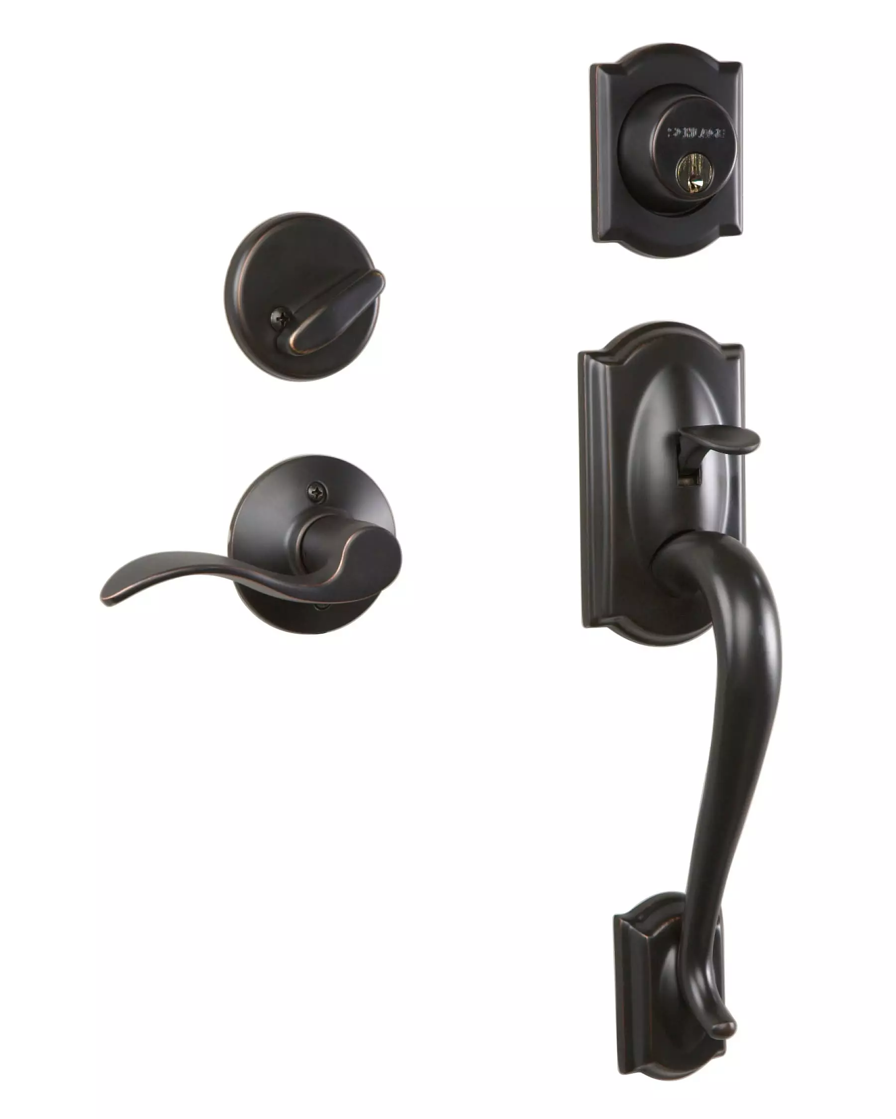 Door Schlage Accent Handleset Bronze Keyed Entry Single-Cylinder Deadbolt Aged 4 Door Schlage Accent Handleset Bronze Keyed Entry Single-Cylinder Deadbolt Aged - Image 2