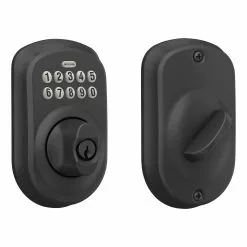 Schlage Door Keypad Lock Plymouth Matte Single Cylinder Electronic Lighted Deadbolt Black