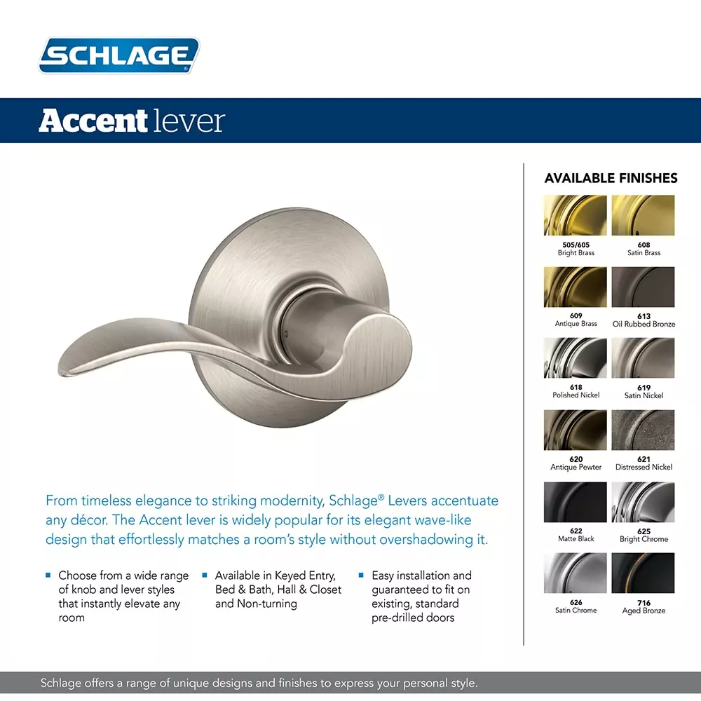 Door Handle Schlage Bronze Keyed Entry Reversible Accent Aged 8 Door Handle Schlage Bronze Keyed Entry Reversible Accent Aged - Image 6