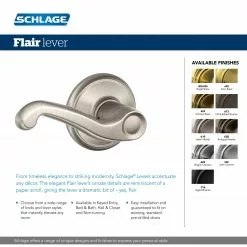 Door Handle F10 Nickel Satin Reversible Schlage Passage Flair 15 Door Handle F10 Nickel Satin Reversible Schlage Passage Flair -Schlage Trade 15360959 scaled