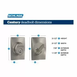 Schlage Deadbolt Century Matte Single Cylinder Black 13 Schlage Deadbolt Century Matte Single Cylinder Black -Schlage Trade 15365713
