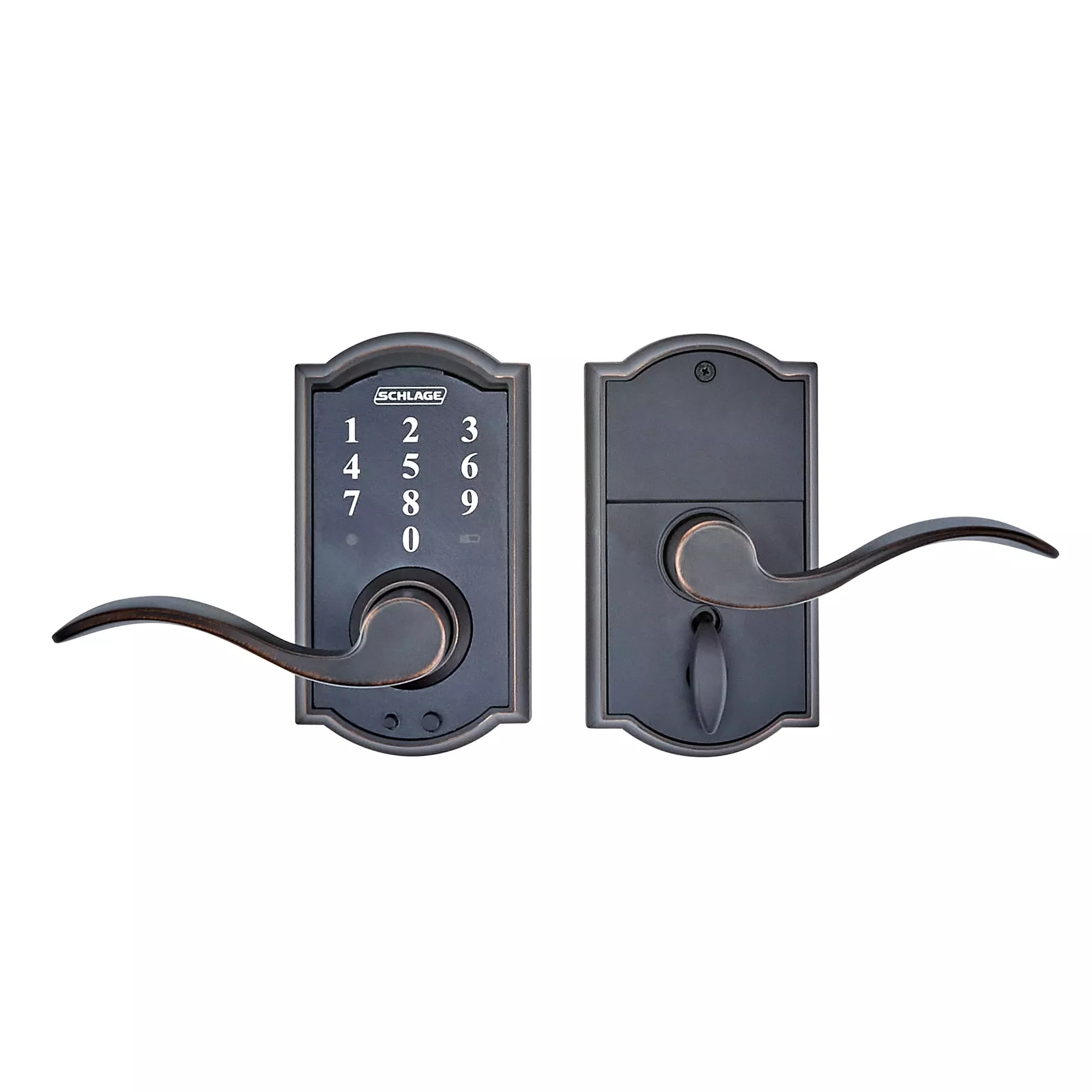 Schlage Door Lock Keypad Handle Bronze Aged Lighted Touch Touchscreen Electronic Camelot 5 Schlage Door Lock Keypad Handle Bronze Aged Lighted Touch Touchscreen Electronic Camelot - Image 3