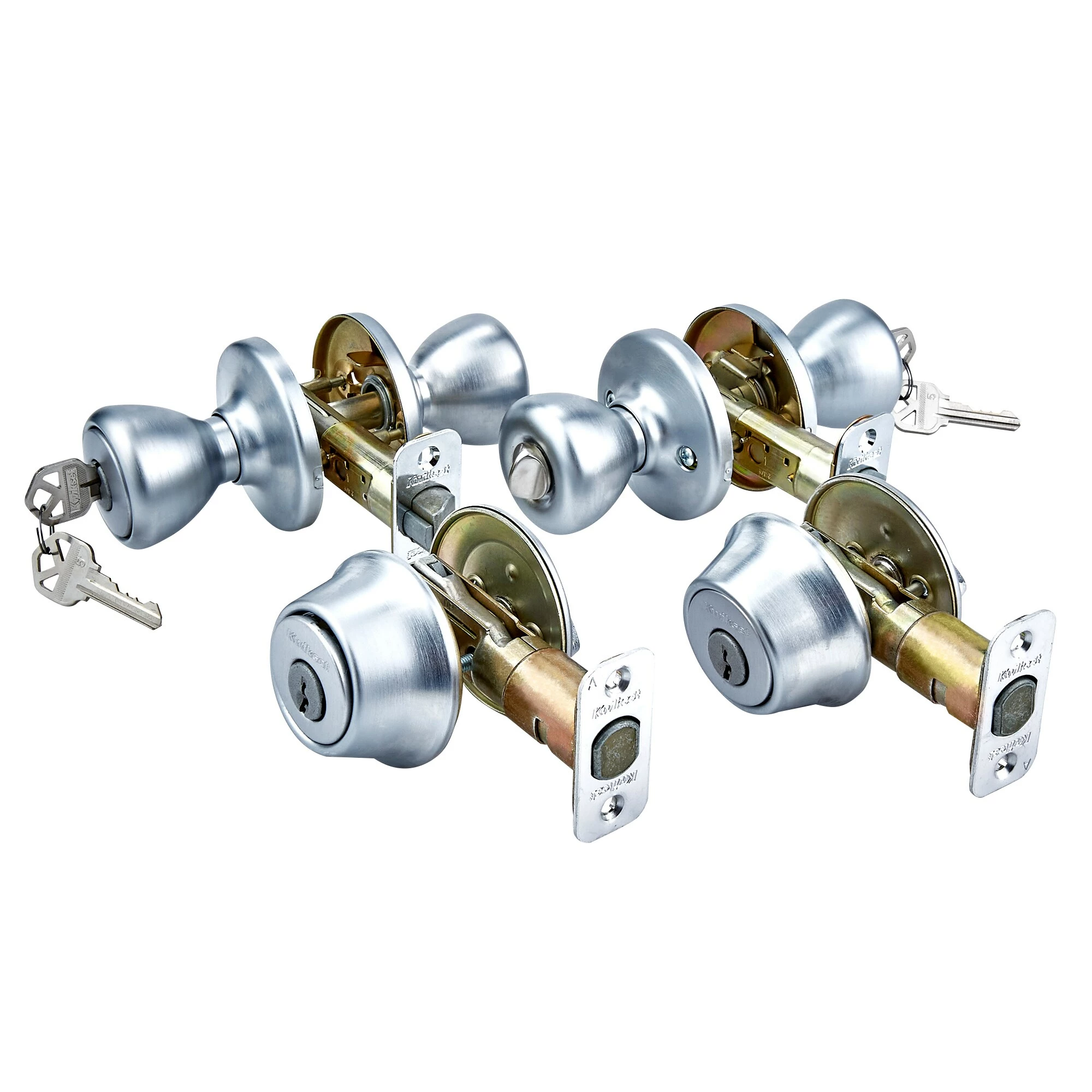 Door Knob Kwikset Tylo Chrome Satin Multi-Pack Keyed Entry Security Single Deadbolt 6 Door Knob Kwikset Tylo Chrome Satin Multi-Pack Keyed Entry Security Single Deadbolt - Image 4