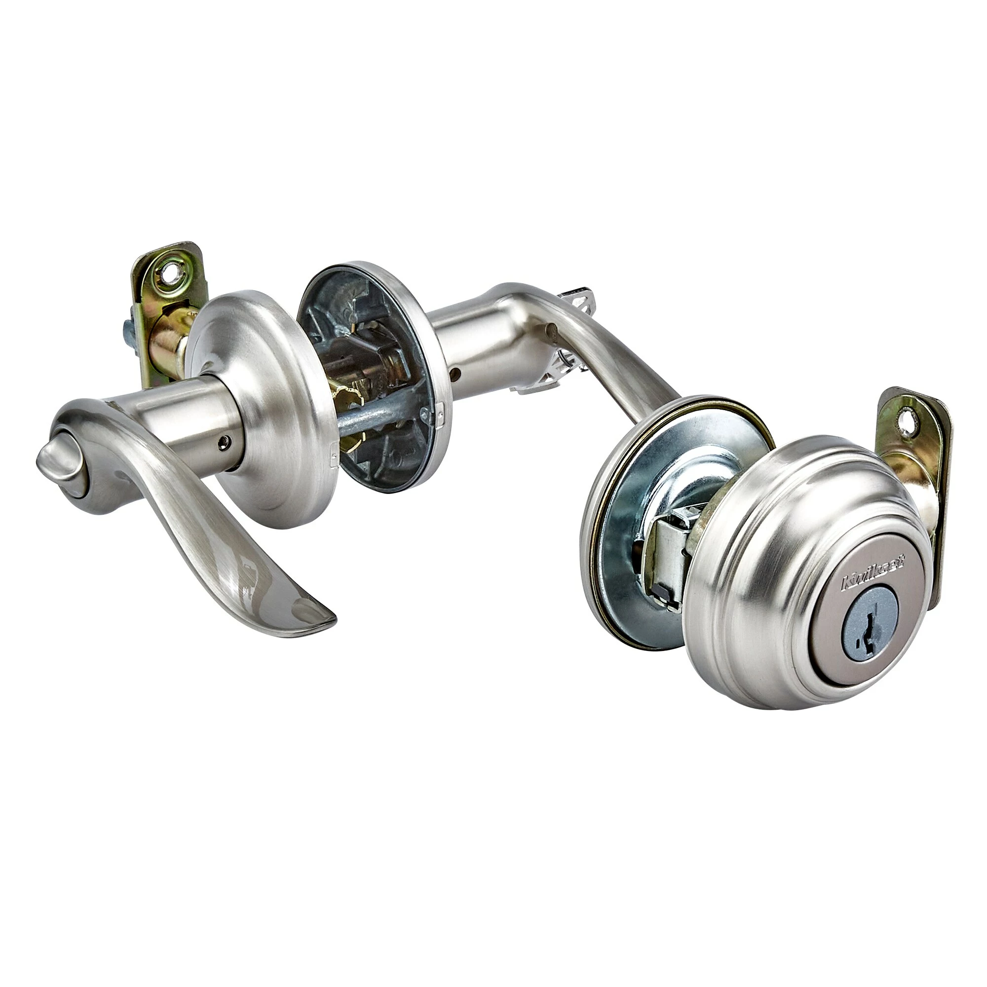 Tustin Pack Door Smartkey Kwikset Handle Deadbolt Nickel Satin Combo Universal Signature Single-Cylinder Keyed Entry 4 Tustin Pack Door Smartkey Kwikset Handle Deadbolt Nickel Satin Combo Universal Signature Single-Cylinder Keyed Entry - Image 2