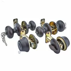 Door Cove Kwikset Knob Bronze Multi-Pack Keyed Entry Security Single Deadbolt Venetian -Schlage Trade 16615582