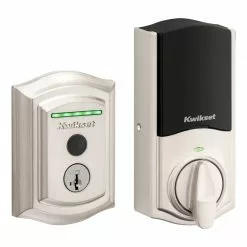 Door Kwikset Lock Wi-Fi Nickel Satin Touch Enabled Electronic Biometric No Keypad Fingerprint Touchscreen Deadbolt Halo Single Cylinder