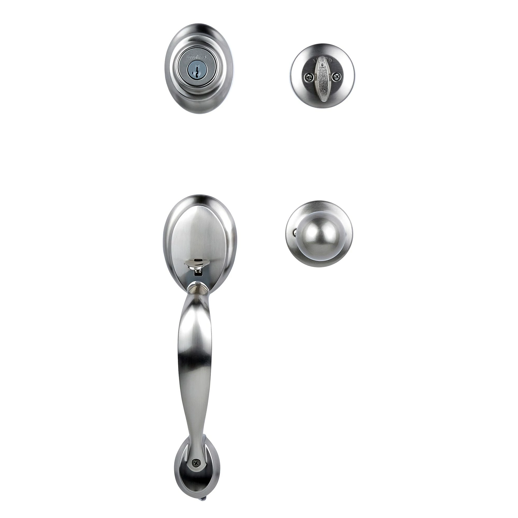 Door Kwikset Smartkey Handleset Nickel Dakota Satin Keyed Entry Deadbolt Single-Cylinder 5 Door Kwikset Smartkey Handleset Nickel Dakota Satin Keyed Entry Deadbolt Single-Cylinder - Image 3