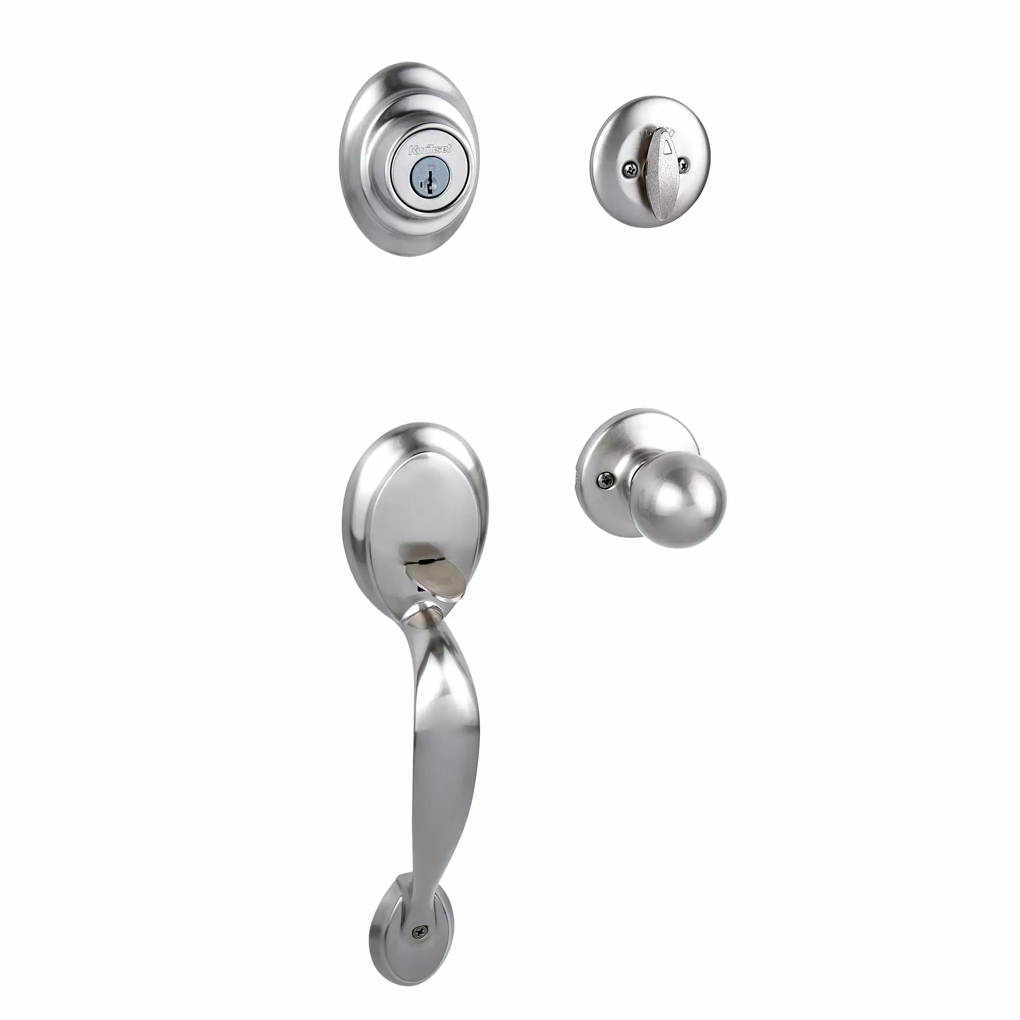 Door Kwikset Smartkey Handleset Nickel Dakota Satin Keyed Entry Deadbolt Single-Cylinder 4 Door Kwikset Smartkey Handleset Nickel Dakota Satin Keyed Entry Deadbolt Single-Cylinder - Image 2