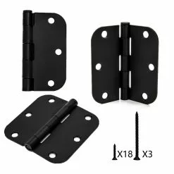 Reliabilt Door Hinge 5/8-In 3-1/2-In (3-Pack) Radiu Mortise Black -Schlage Trade 16671298