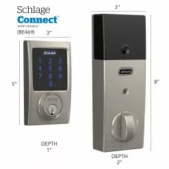 Schlage Door Keypad Lock Touchscreen Deadbolt Nickel Satin Z-Wave Built-In Electronic Lighted Century Connect Single Cylinder -Schlage Trade 16712173