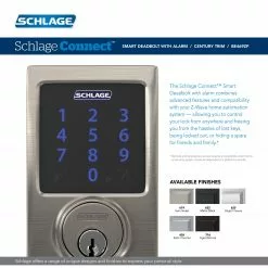 Schlage Door Keypad Lock Touchscreen Deadbolt Nickel Satin Z-Wave Built-In Electronic Lighted Century Connect Single Cylinder -Schlage Trade 16712174 scaled