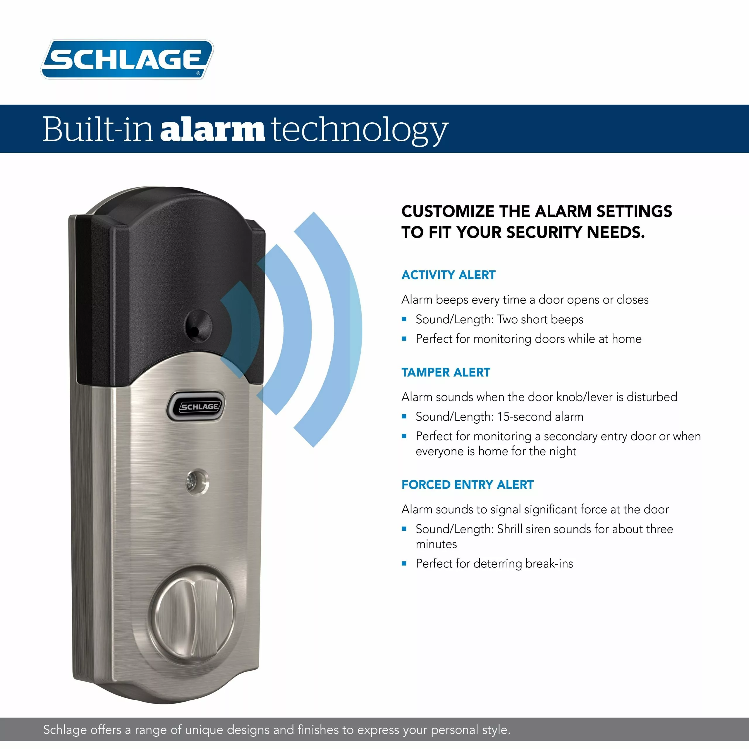 Schlage Door Keypad Lock Deadbolt Nickel Satin 1-Cylinder Single-Cylinder Z-Wave Built-In Electronic Connect Lighted Touchscreen Camelot 9 Schlage Door Keypad Lock Deadbolt Nickel Satin 1-Cylinder Single-Cylinder Z-Wave Built-In Electronic Connect Lighted Touchscreen Camelot - Image 7