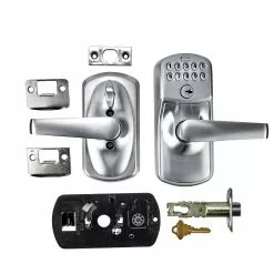 Door Keypad Lock Schlage Satin 1-Cylinder Lighted Handle Electronic Plymouth Chrome 12 Door Keypad Lock Schlage Satin 1-Cylinder Lighted Handle Electronic Plymouth Chrome -Schlage Trade 16721467