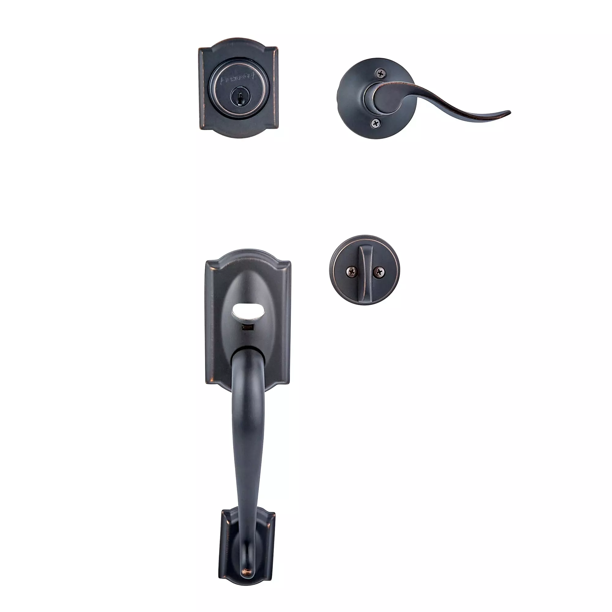 Door Schlage Accent Handleset Bronze Keyed Entry Single-Cylinder Deadbolt Aged 5 Door Schlage Accent Handleset Bronze Keyed Entry Single-Cylinder Deadbolt Aged - Image 3