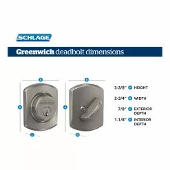 Schlage Greenwich Matte Deadbolt B60 Single Cylinder Black 13 Schlage Greenwich Matte Deadbolt B60 Single Cylinder Black -Schlage Trade 16772366