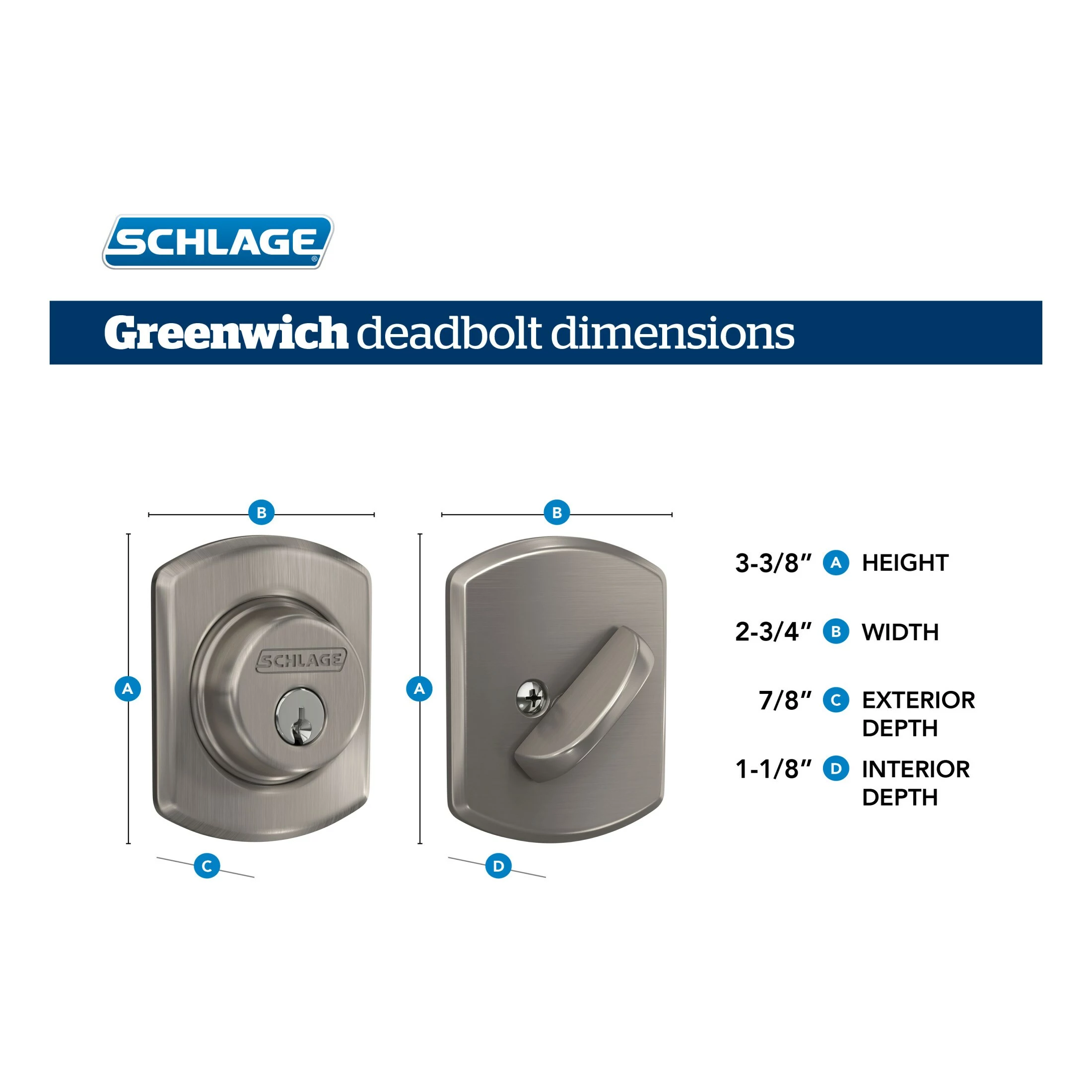Schlage Greenwich Matte Deadbolt B60 Single Cylinder Black 5 Schlage Greenwich Matte Deadbolt B60 Single Cylinder Black - Image 3