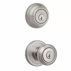 Cameron Pack Door Knob Combo Kwikset Smartkey Nickel Satin Signature Keyed Entry Single Deadbolt -Schlage Trade 16778696