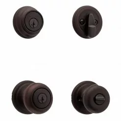 Juno Pack Door Knob Combo Kwikset Smartkey Bronze Signature Keyed Entry Single Deadbolt Venetian
