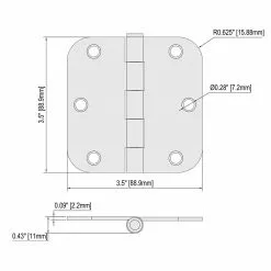 Reliabilt Door Hinge 5/8-In 3-1/2-In (3-Pack) Radiu Mortise Black -Schlage Trade 16817712