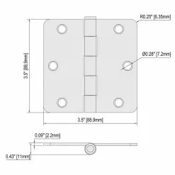 Door Hinge 3-1/2-In Radiu 1/4-In Mortise Gatehouse Black -Schlage Trade 16817730