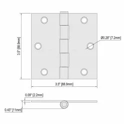 Door Hinge 3-1/2-In Mortise Gatehouse Square Black -Schlage Trade 16819130