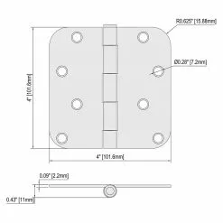 Door Hinge 5/8-In Radiu 4-In Mortise Gatehouse Black -Schlage Trade 16819148