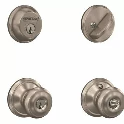 Pack Door Knob Schlage Fb50 Nickel Satin Combo Keyed Entry Single Deadbolt Georgian -Schlage Trade 16875347