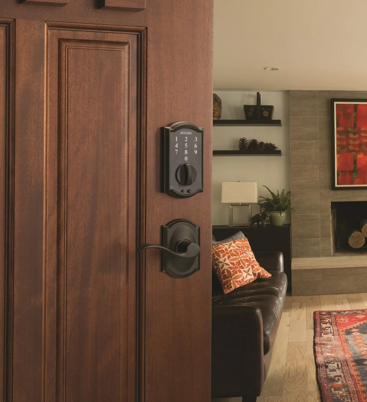 Door Accent Handle Schlage Bronze Trim Reversible Passage Camelot Aged 8 Door Accent Handle Schlage Bronze Trim Reversible Passage Camelot Aged - Image 6