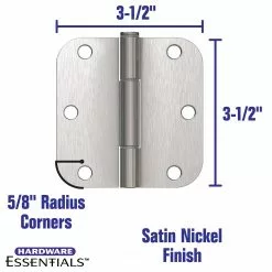 Hillman Door Hinge Mortise Satin 5/8-In 3-1/2-In (3-Pack) Radiu Squeakproof -Schlage Trade 17682225