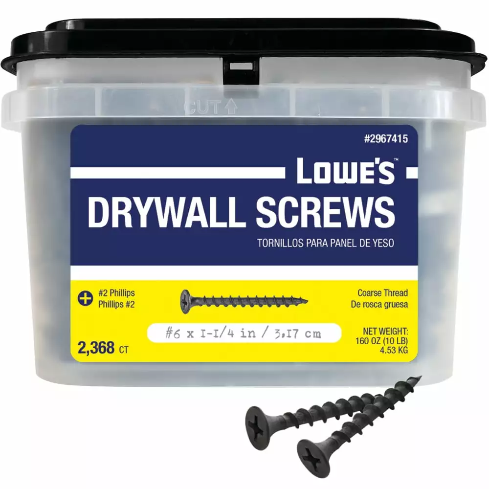 Lowe' Coarse Screw Bucket 6 X 1-1/4-In 10# Drywall 3 Lowe' Coarse Screw Bucket 6 X 1-1/4-In 10# Drywall
