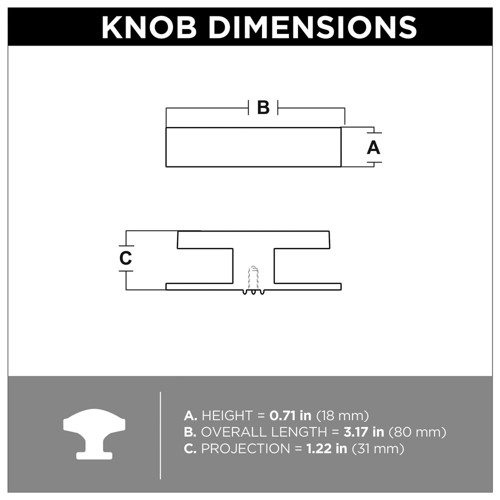 Brainerd Cabinet Knob Column 3.1654-In Rectangular Modern Matte Black 7 Brainerd Cabinet Knob Column 3.1654-In Rectangular Modern Matte Black - Image 6