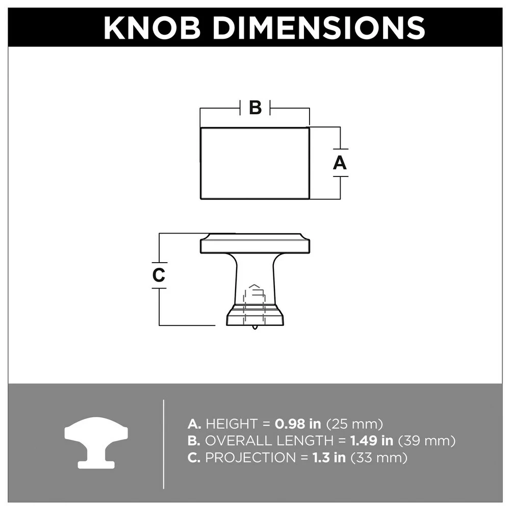 Brainerd Cabinet Knob 1.4882-In Rectangular Rectangle Classic Matte Black 8 Brainerd Cabinet Knob 1.4882-In Rectangular Rectangle Classic Matte Black - Image 6