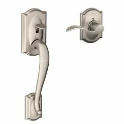 Door Schlage Handleset Nickel Satin Entry Camelot Accent