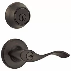 Pack Door Kwikset Handle Balboa Deadbolt Bronze Single-Cylinder Combo Keyed Entry Security Reversible Venetian