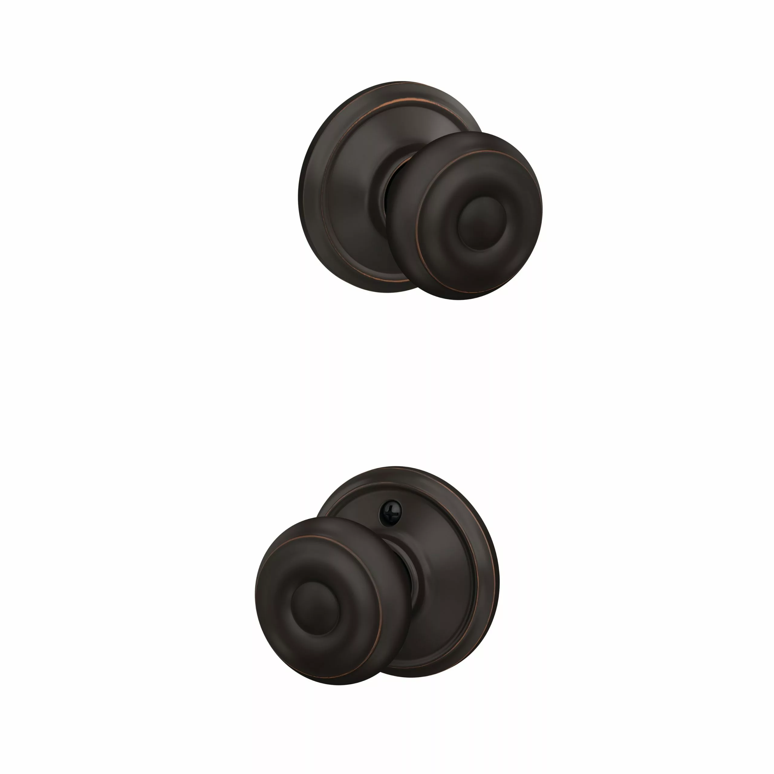 Door Knob Schlage F10 Aged Bronze Passage No Deadbolt Georgian 11 Door Knob Schlage F10 Aged Bronze Passage No Deadbolt Georgian - Image 9