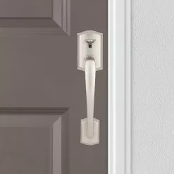Tustin Door Kwikset Handleset Nickel Satin Entry Signature Prescott -Schlage Trade 43395464 scaled