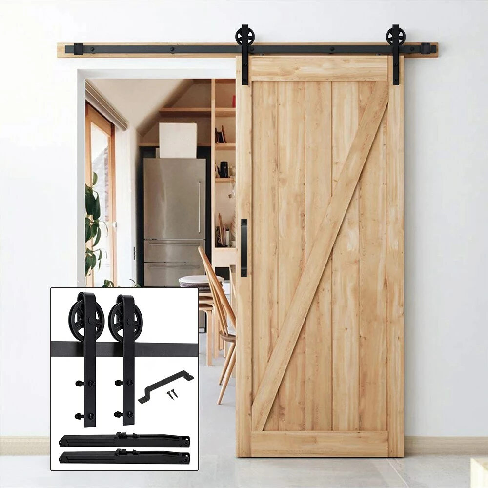 Reliabilt Kit Door Wagon Wheel 78-In Soft Close Barn Interior Matte Black 5 Reliabilt Kit Door Wagon Wheel 78-In Soft Close Barn Interior Matte Black - Image 3