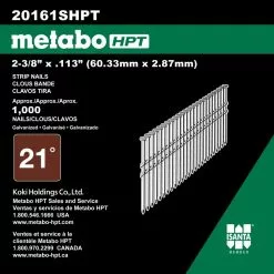 Metabo Framing Nail Hpt Steel 21-Gauge 2-3/8-In (1000-Piece) 21 Hot-Dipped Collated Galvanized 8 Metabo Framing Nail Hpt Steel 21-Gauge 2-3/8-In (1000-Piece) 21 Hot-Dipped Collated Galvanized -Schlage Trade 43649201