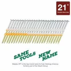 Metabo Framing Nail Hpt Steel 21-Gauge 2-3/8-In (1000-Piece) 21 Hot-Dipped Collated Galvanized 9 Metabo Framing Nail Hpt Steel 21-Gauge 2-3/8-In (1000-Piece) 21 Hot-Dipped Collated Galvanized -Schlage Trade 43649208