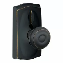 Schlage Door Keypad Camelot-Georgian Lock Bronze Aged Customizable Keying Electronic Lighted Knob Touchscreen Single Cylinder -Schlage Trade 44082931