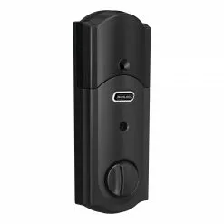 Schlage Keypad Door Lock Matte Touchscreen Customizable Built-In Keying Electronic Lighted Connect Deadbolt Camelot Z-Wave Single Cylinder Black -Schlage Trade 44083236