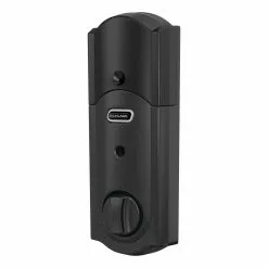 Schlage Keypad Door Lock Matte Touchscreen Customizable Built-In Keying Electronic Lighted Connect Deadbolt Camelot Z-Wave Single Cylinder Black -Schlage Trade 44083237