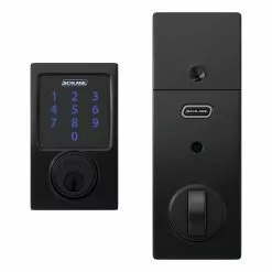 Schlage Door Matte Keypad Lock Touchscreen Customizable Built-In Keying Electronic Lighted Century Connect Deadbolt Z-Wave Single Cylinder Black -Schlage Trade 44083243