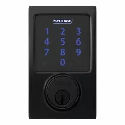 Schlage Door Matte Keypad Lock Touchscreen Customizable Built-In Keying Electronic Lighted Century Connect Deadbolt Z-Wave Single Cylinder Black -Schlage Trade 44083245