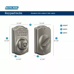 Schlage Door Keypad Lock Nickel Satin Single Cylinder Electronic Lighted Deadbolt Camelot 7 Schlage Door Keypad Lock Nickel Satin Single Cylinder Electronic Lighted Deadbolt Camelot -Schlage Trade 44101786 scaled